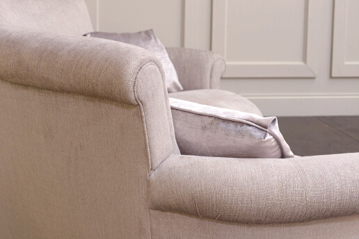 John Sankey Matilda Sofa in Monty Shell Fabric Arm and Back Detail