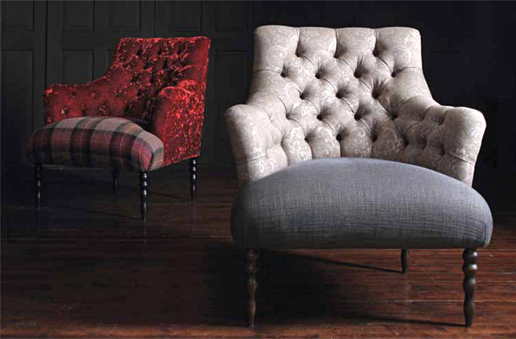 John Sankey Milliner Chair in Floral and Velvet Fabrics