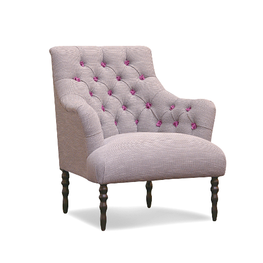 John Sankey Milliner Chair in Gilbert Basalt Fabric with Leather Rosettes