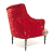 John Sankey Milliner Chair in Red Velvet and Wool Fabrics