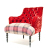 John Sankey Milliner Chair in Red Velvet and Wool Fabrics