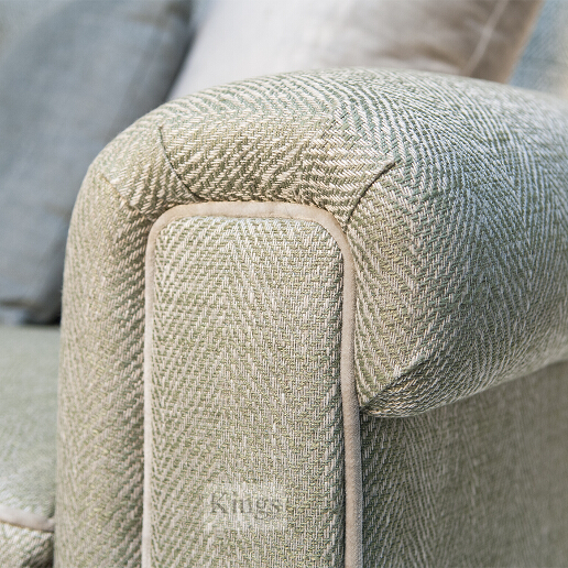 John Sankey Mitford Club Sofa in Wool Plaid Fabric Arm Detail