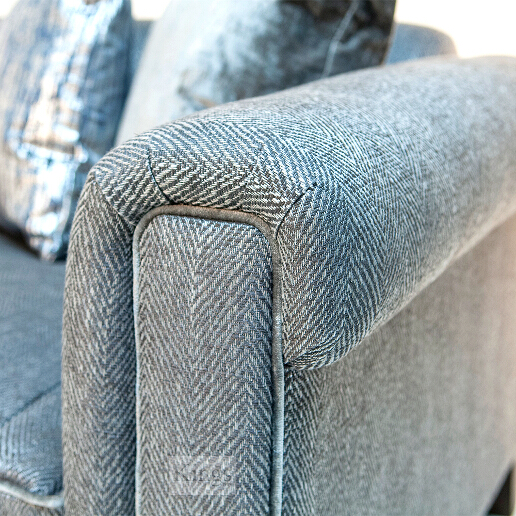 John Sankey Mitford Club Sofa in Wool Plaid Fabric Arm Detail