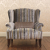 John Sankey Moliere Wing Chair in Chevalier Stripe Graphite Fabric