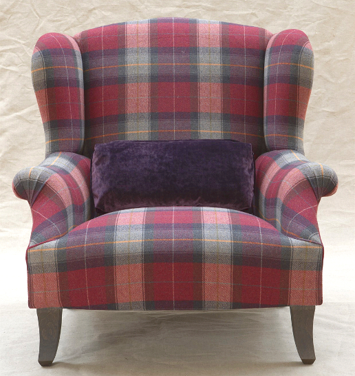 John Sankey Moliere Wing Chair in Viola Hunting Red Wool Fabric