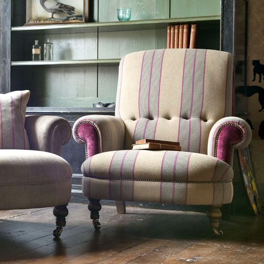 John Sankey Partridge Sofa and Chair in Landscape Hero Fabric