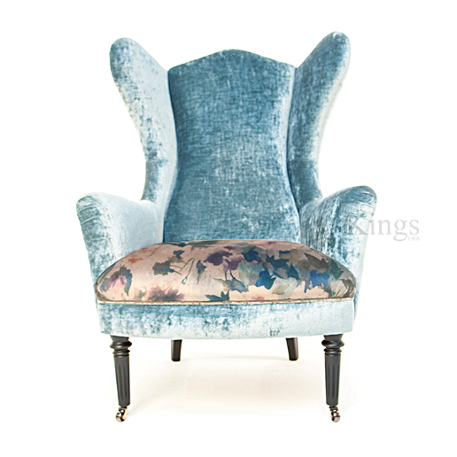 John Sankey Rickman Chair in Ava Velvet Lagoon Fabric