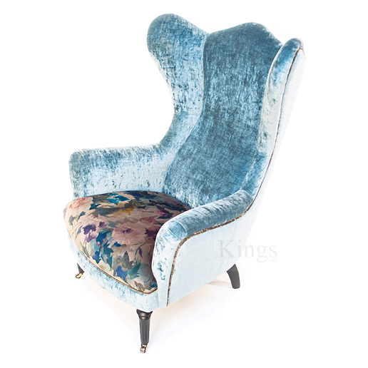 John Sankey Rickman Chair in Ava Velvet Lagoon Fabric