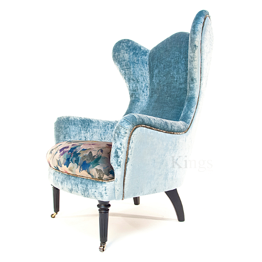 John Sankey Rickman Chair in Ava Velvet Lagoon Fabric