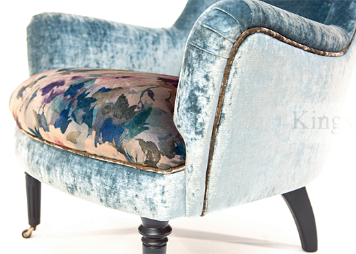 John Sankey Rickman Chair in Ava Velvet Lagoon Fabric