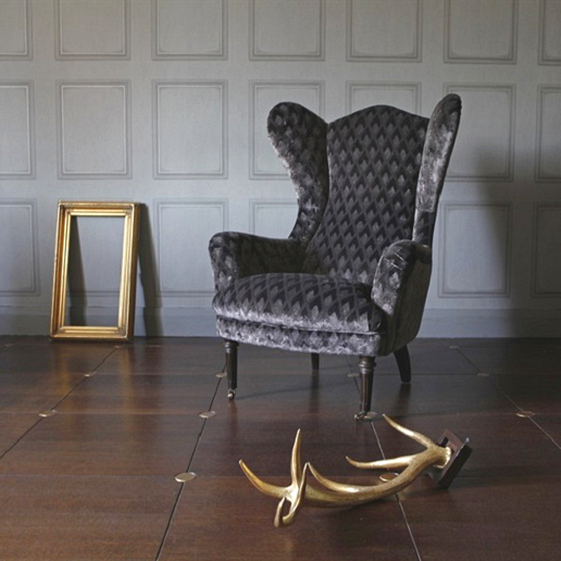John Sankey Rickman Chair in Black Velvet Fabric