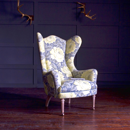 John Sankey Rickman Chair in Tapestry Rose Lemon Sherbert Fabric