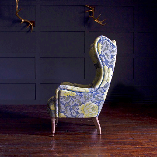 John Sankey Rickman Chair in Tapestry Rose Lemon Sherbert Fabric