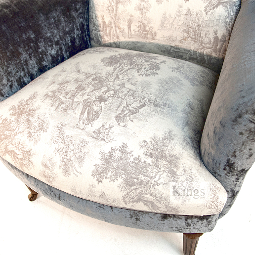 John Sankey Rickman Chair in Toile Grey Velvet Fabric