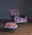 John Sankey Slipper Chair and Toggle Footstool in Soft Check Damson Fabric with Leather Arms