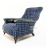 John Sankey Slipper Chair in Blue Spot Pattern Fabric with Leather Arms