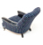 John Sankey Slipper Chair in Blue Spotty Pattern Fabric with Leather Arms