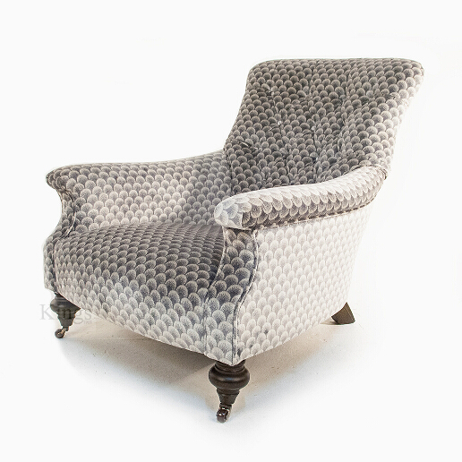 John Sankey Slipper Chair in Delanty Velvet Silver Fabric