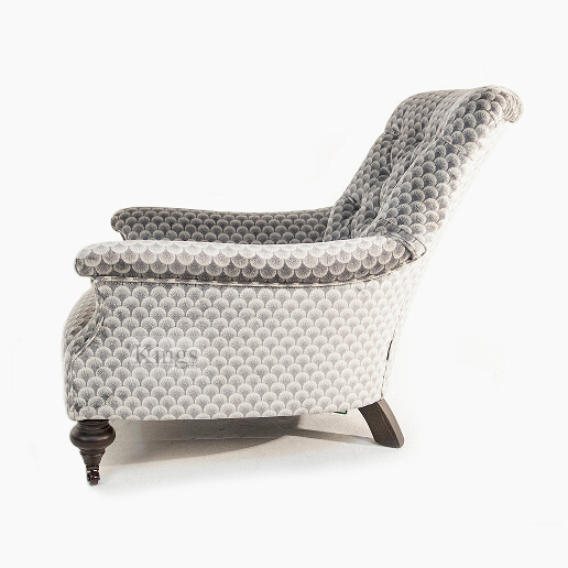 John Sankey Slipper Chair in Delanty Velvet Silver Fabric Side View