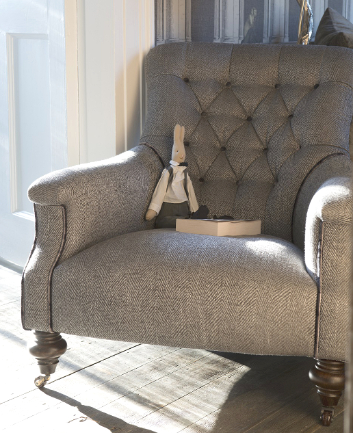 John Sankey Slipper Chair in Rodin Slate Wool Fabric