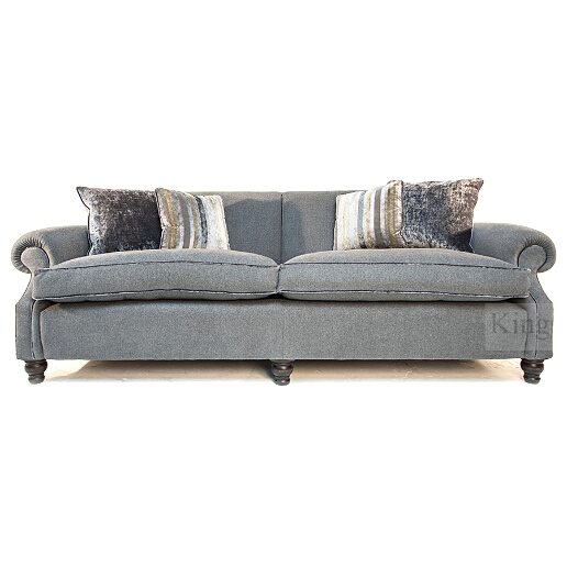 John Sankey Tolstoy Sofa in Grey Wool Fabric with Velvet Piping