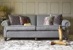 John Sankey Tolstoy Sofa in Milligan Charcoal Fabric with Velvet Piping