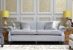 John Sankey Tolstoy Sofa in Milligan Silver Fabric with Velvet Piping