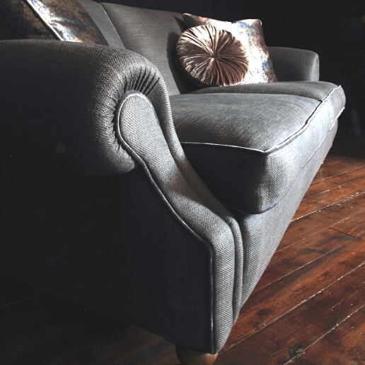 John Sankey Tolstoy Sofa in Monmartre Coal Fabric Arm Detail