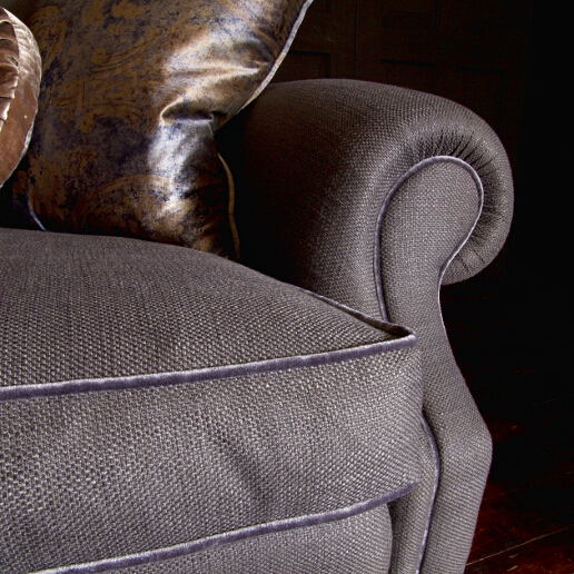 John Sankey Tolstoy Sofa in Monmartre Coal Fabric Arm Detail
