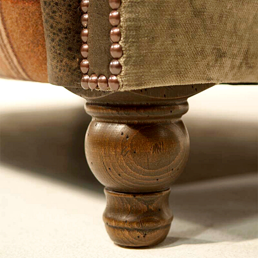 John Sankey Tosca Snuggler Legs Detail in Antique Oak Finish
