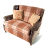 John Sankey Tosca Snuggler Sofa in Cello Toast Fabric with Hawker Peat Arms and Wings