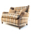 John Sankey Tosca Snuggler Sofa in Soft Check Cognac Wool Fabric with Leather Arms and Wings