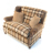John Sankey Tosca Snuggler Sofa in Soft Check Cognac Wool Fabric with Leather Arms and Wings
