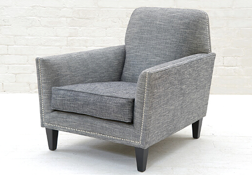 John Sankey Tuxedo Chair in Hudson Nero Fabric with Studding Detail