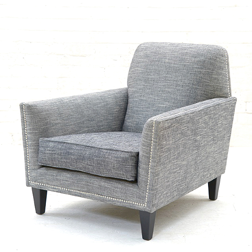 John Sankey Tuxedo Club Chair in Hudson Nero Fabric with Studding Detail