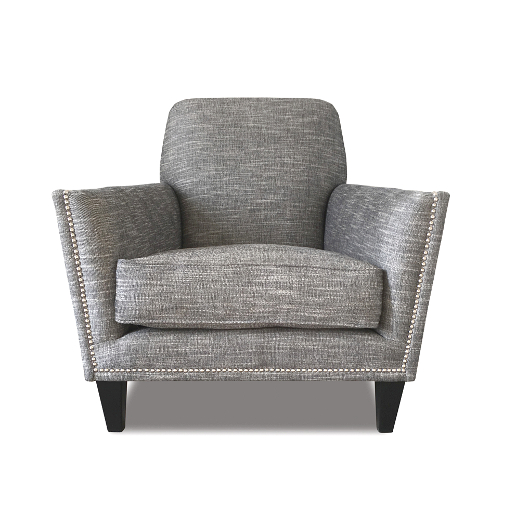 John Sankey Tuxedo Club Chair in Hudson Nero Fabric with Studding Front View