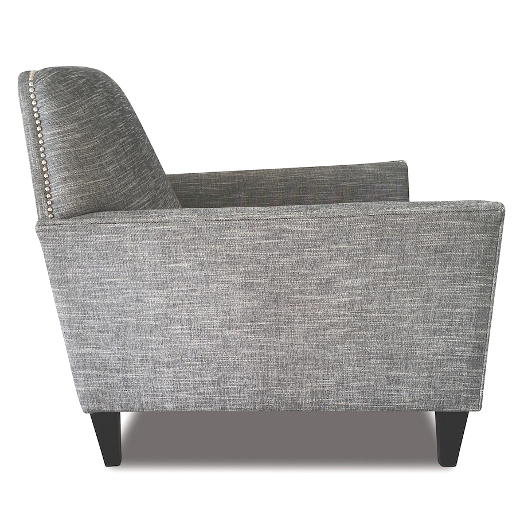 John Sankey Tuxedo Club Chair in Hudson Nero Fabric with Studding Side View