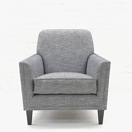 John Sankey Tuxedo Club Chair in Hudson Nero Fabric with Piping Detail