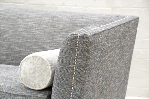 John Sankey Tuxedo Sofa in Hudson Nero Fabric and Bolster Pillow Detail
