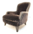 John Sankey Upholstery Alphonse Chair in Brown Velvet Fabric with Leather Border and Studding