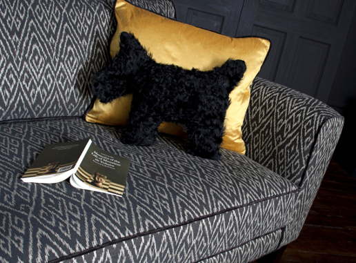 John Sankey Voltaire Sofa in Poiret Jet Fabric with Pooch Detail