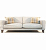 John Sankey Voltaire Sofa in Linen Fabric with Wool Plaid Scatter Cushions