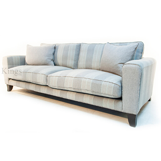 John Sankey Voltaire Sofa in Wool Plaid Fabric with Milligan Charcoal Arms