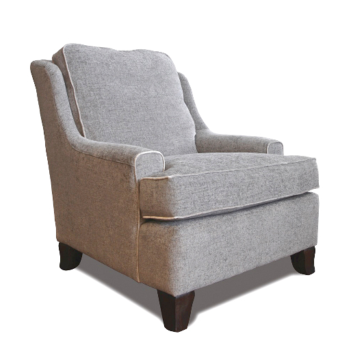 John Sankey Voltaire Chair in Edgar Blue Grey Fabric with Contrast Piping Detail