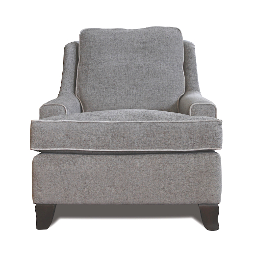 John Sankey Voltaire Chair in Edgar Blue Grey Fabric with Contrast Piping Detail