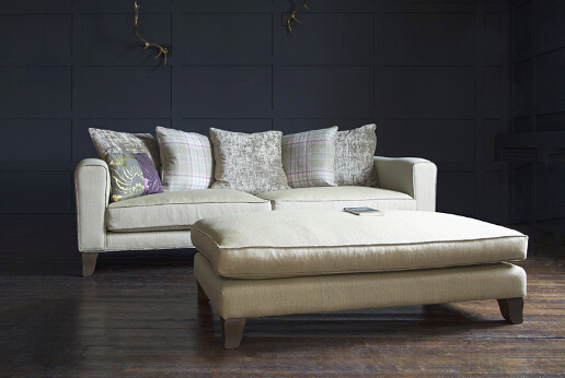 John Sankey Voltaire Sofa with Scatter Cushion Back in Palmer Woodland Fabric with Voltaire Daybed