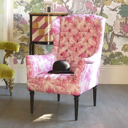 John Sankey Wainwright Chair in Bizet Hot Pink Fabric