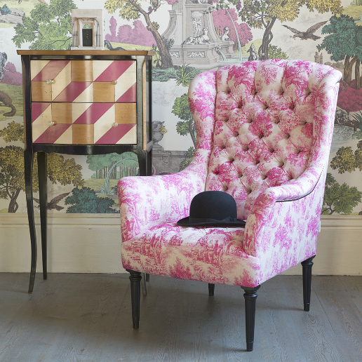John Sankey Wainwright Chair in Bizet Hot Pink Fabric