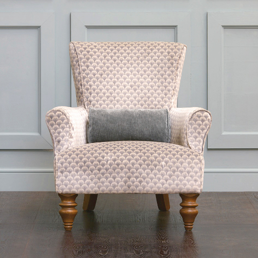 John Sankey Wooster Chair in Delanty Velvet Silver Fabric