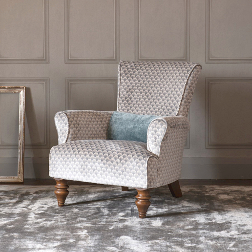 John Sankey Wooster Chair in Delanty Velvet Silver Fabric